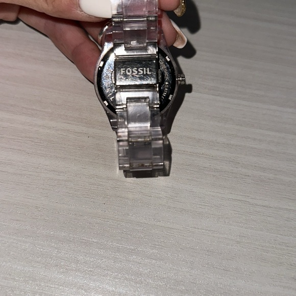 Fossil Watch Hot Pink Clear Band - Picture 6 of 9